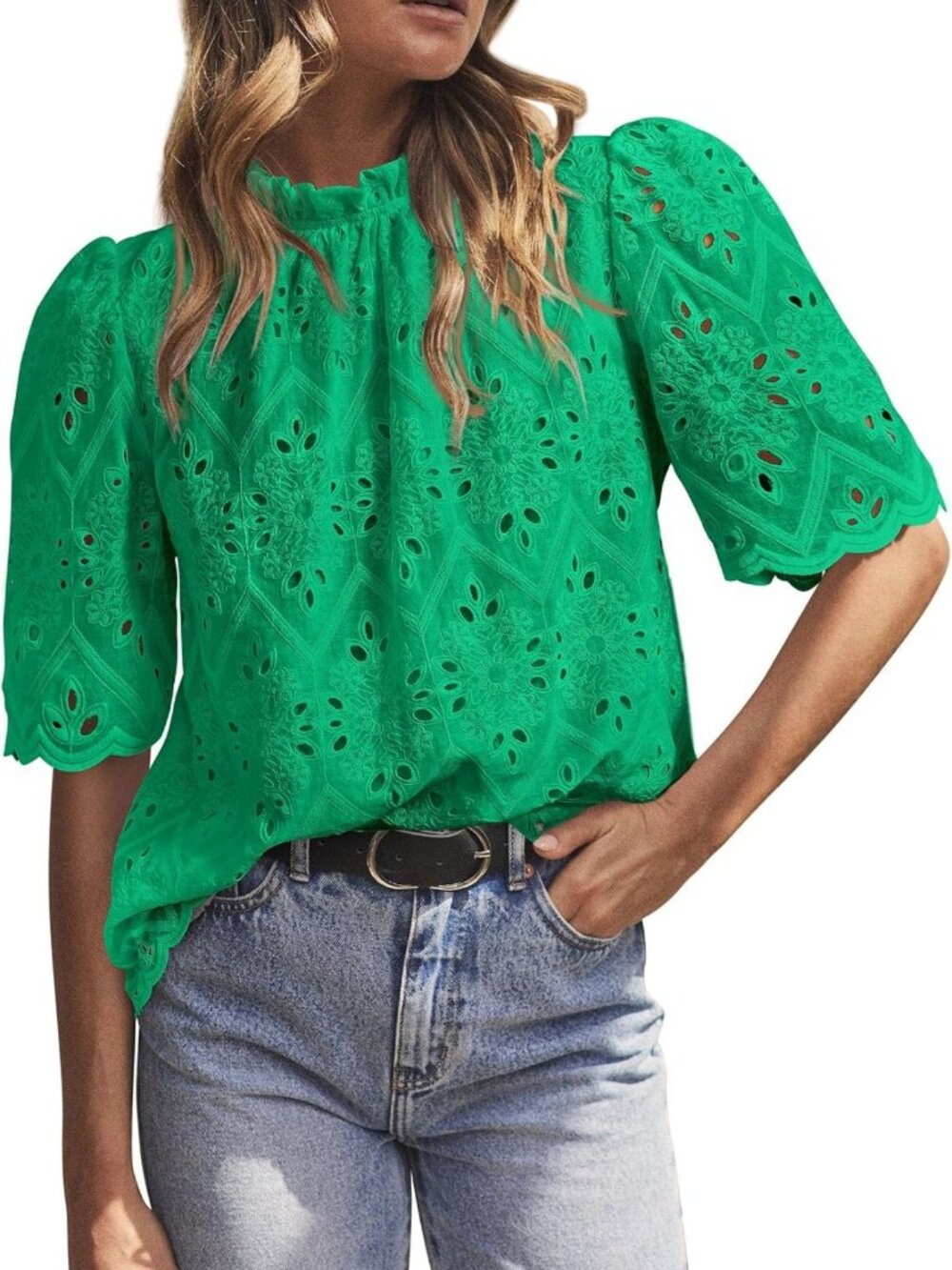 Summer Eyelet Embroidered Tops for Women - Stylish Casual Shirts